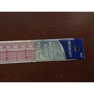 Westcott  Ruler 10ths C-Thru 12"/30cm Plastic Graph Beveled Ruler #B-65